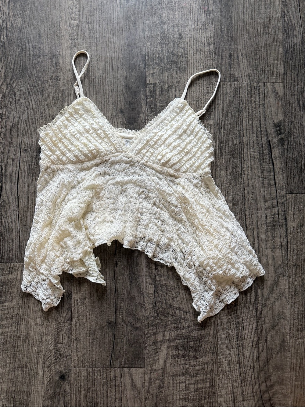 Kimchi Blue Cream Smocked Ruffled Cami